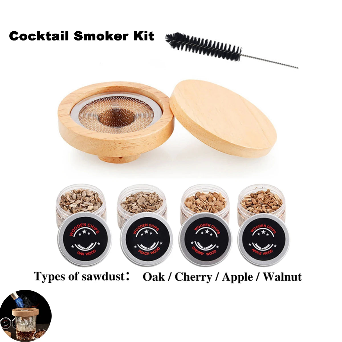 Cocktail Smoker Kit for Whiskey, Cheese. Add flavor to any drink. Smoker Accessories | Cocktail Bar Accessories | Cocktail Smoker